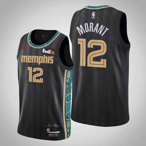 Men's Memphis Grizzlies #12 Ja Morant Black City Edition Stitched NBA Jersey