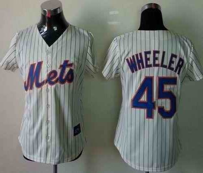 Mets #45 Zack Wheeler Cream(Blue Strip) Women's Fashion Stitched MLB Jersey