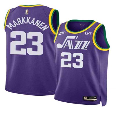 Men's Utah Jazz #23 Lauri Markkanen Purple 2023 Classic Edition Stitched Basketball Jersey