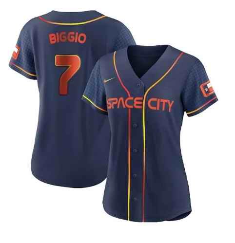 Women's Houston Astros #7 Craig Biggio 2022 Navy City Connect Stitched Jersey(Run Small)