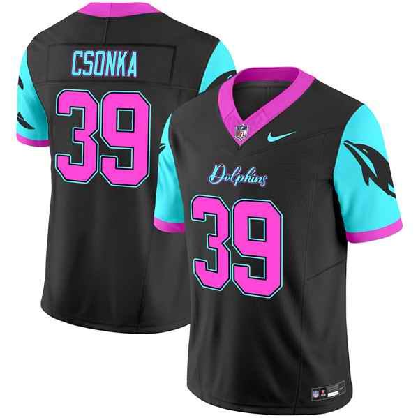 Men's Miami Dolphins #39 Larry Csonka Black F.U.S.E. "Miami Vice" Vapor Limited Stitched Football Jersey