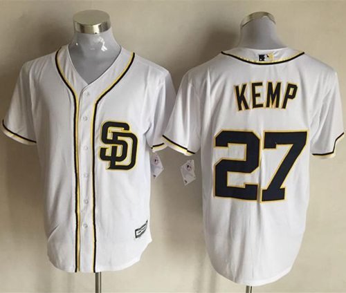 Padres #27 Matt Kemp White New Cool Base Stitched MLB Jersey