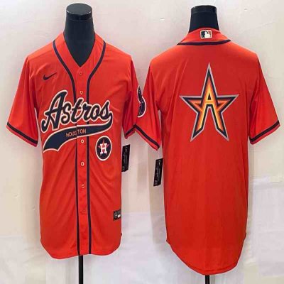 Men's Houston Astros Orange Team Big Logo With Patch Cool Base Stitched Baseball Jersey