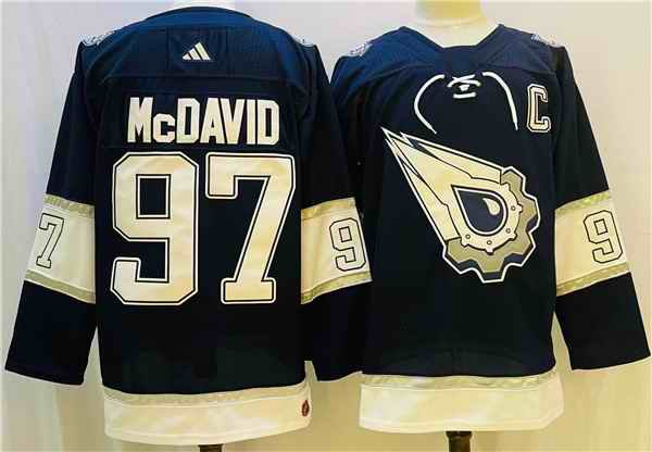 Men's Edmonton Oilers #97 Connor McDavid Navy/White  Stitched Jersey