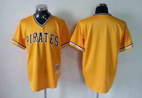 Mitchell And Ness Pirates Blank Yellow Throwback Stitched MLB Jersey