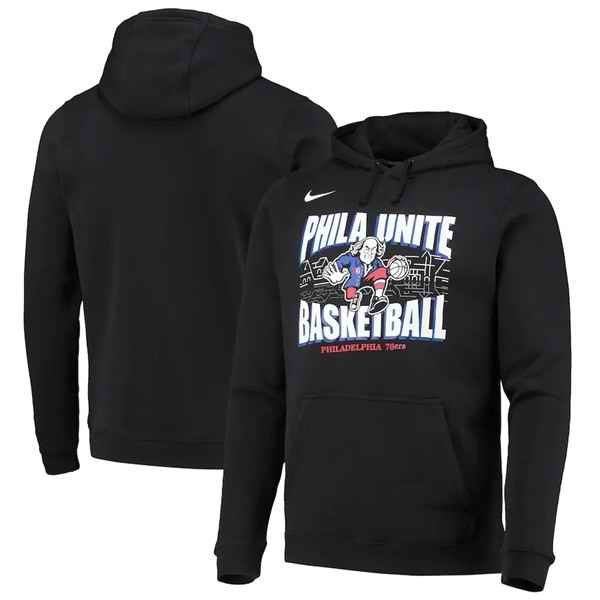 Men's Philadelphia 76ers 2021 Black City Edition Story Club Pullover Hoodie