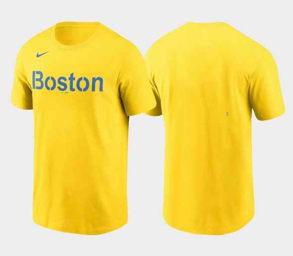 Men's Boston Red Sox 2021 City Connect Gold Wordmark T-Shirt