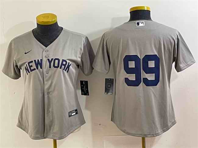 Women's New York Yankees #99 Aaron Judge Grey Cool Base Stitched Jersey(Run Small)