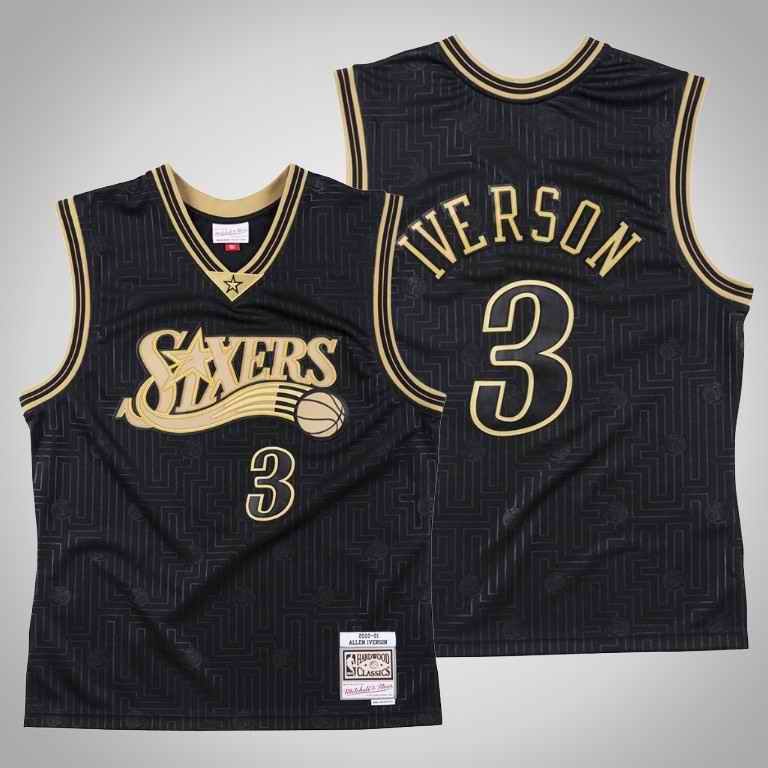 Men's Philadelphia 76ers #3 Allen Iverson Black 2000-01 Limited Stitched Jersey