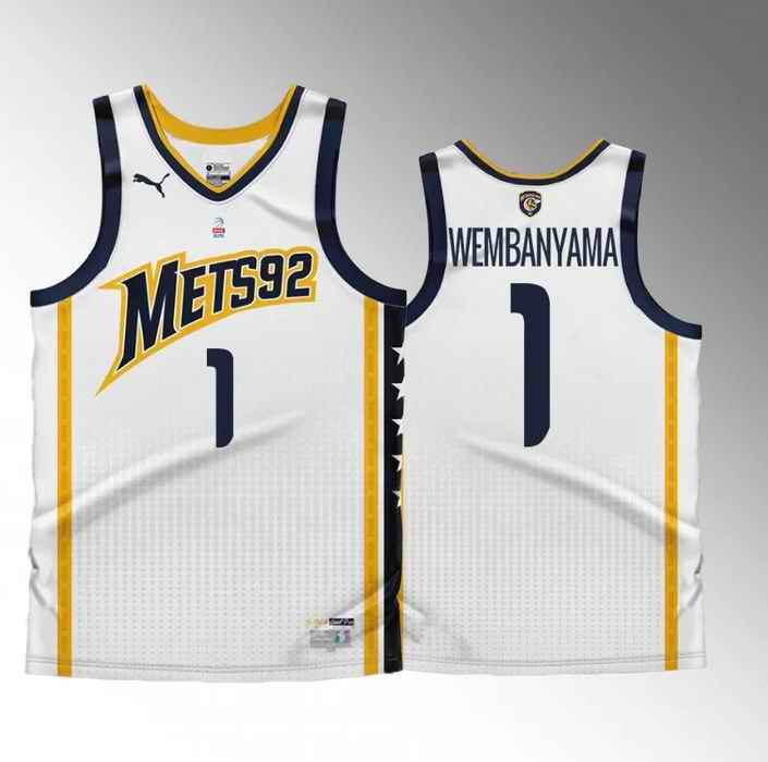 Men's #1 Victor Wembanyama White Stitched Basketball Jersey