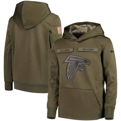 Youth Atlanta Falcons Olive Salute to Service Pullover Performance NFL Hoodie