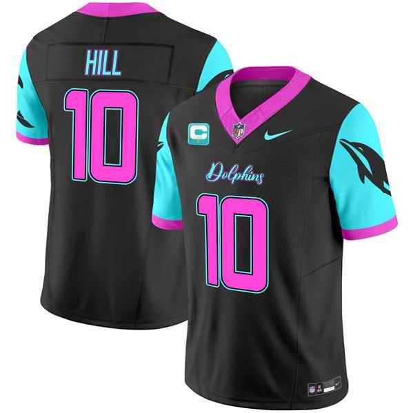 Men's Miami Dolphins #10 Tyreek Hill Black F.U.S.E. With 1-Star C Patch "Miami Vice" Vapor Limited Stitched Football Jersey