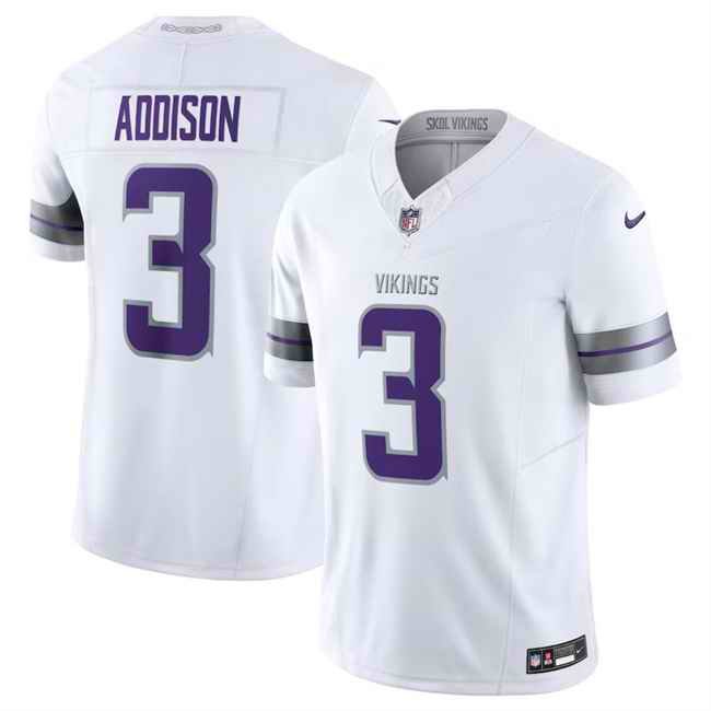 Men's Minnesota Vikings #3 Jordan Addison White F.U.S.E. Winter Warrior Limited Stitched Jersey