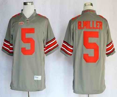 Buckeyes #5 Braxton Miller Grey Limited Stitched NCAA Jersey