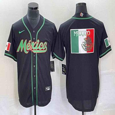 Men's Mexico Baseball 2023 Black World Baseball Classic Team Big Logo Stitched Jersey