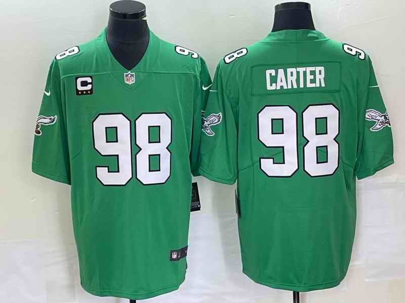 Men's Philadelphia Eagles #98 Jalen Carter Green Vapor Limited With 3-star C Patch Stitched Football Jersey