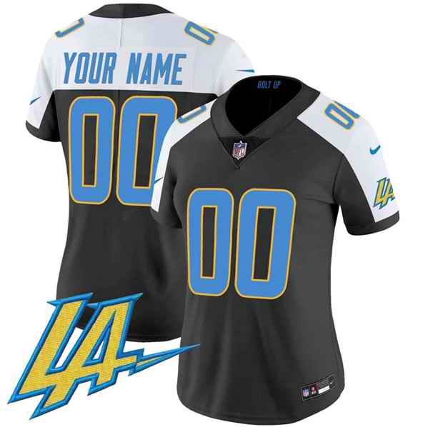 Women's Los Angeles Chargers Customized Black/White 2024 V2 Limited Alternate Stitched Football Jersey(Run Small)