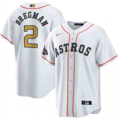 Youth Houston Astros #2 Alex Bregman White 2023 Gold Collection With World Serise Champions Patch Stitched Baseball Jersey