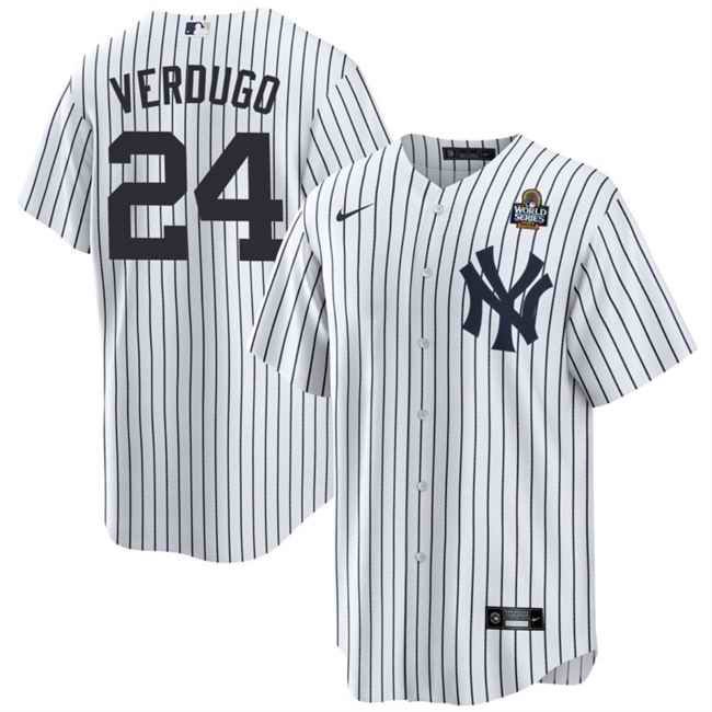 Men's New York Yankees #24 Alex Verdugo White 2024 World Series Cool Base Stitched Baseball Jersey