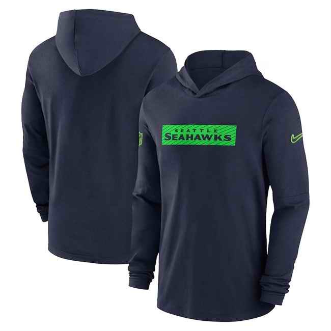 Men's Seattle Seahawks Navy Sideline Performance Hoodie