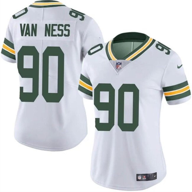 Women's Green Bay Packers #90 Lukas Van Ness White Vapor Untouchable Limited Stitched Jersey(Run Small)