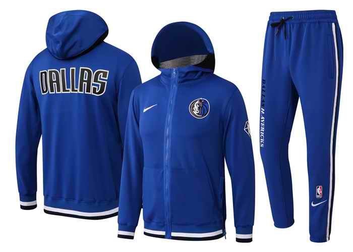 Men's Dallas Mavericks 75th Anniversary Royal Performance Showtime Full-Zip Hoodie Jacket And Pants   Suit