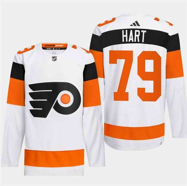 Men's Philadelphia Flyers #79 Carter Hart  White 2024 Stadium Series Stitched Jersey