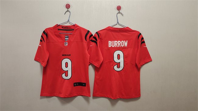 Women's Cincinnati Bengals #9 Joe Burrow Orange Stitched Vapor Football Jersey(Run Small)