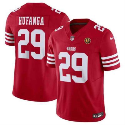 Men's San Francisco 49ers #29 Talanoa Hufanga Red 2023 F.U.S.E. With John Madden Patch Vapor Limited Stitched Football Jersey