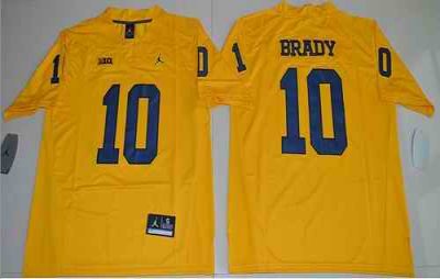 Wolverines #10 Tom Brady Gold Jordan Brand Limited Stitched NCAA Jersey