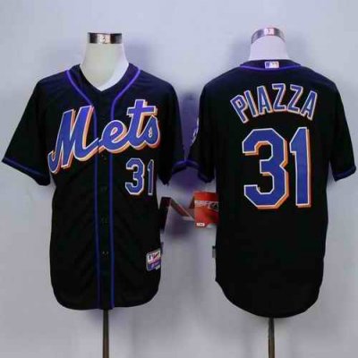 Mets #31 Mike Piazza Black Cool Base Stitched MLB Jersey