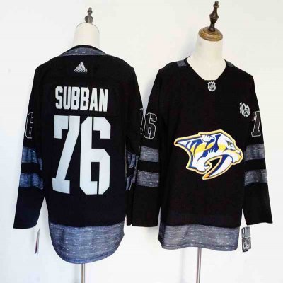 Men's Adidas Nashville Predators #76 PK Subban Black 1917-2017 100th Anniversary Stitched NHL Jersey