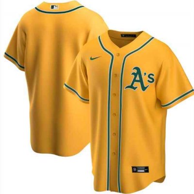 Men's Oakland Athletics Blank Yellow Cool Base Stitched Jersey