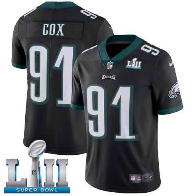 Youth Philadelphia Eagles #91 Fletcher Cox Black Super Bowl LII Bound Game Stitched NFL Jersey