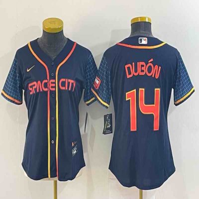 Women's Houston Astros #14 Mauricio Dub'n 2022 Navy City Connect Stitched Jersey(Run Small)