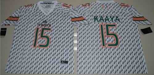 Hurricanes #15 Brad Kaaya White Stitched NCAA Jerseys