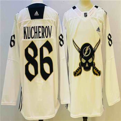 Men's Tampa Bay Lightning #86 Nikita Kucherov White Stitched Jersey