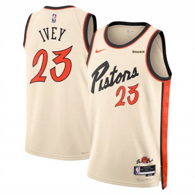 Men's Detroit Pistons #23 Jaden Ivey Cream 2024/25 City Edition Stitched Basketball Jersey