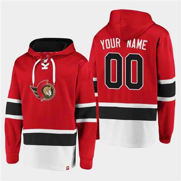 Men's Ottawa Senators Active Player Custom Red Ageless Must-Have Lace-Up Pullover Hoodie