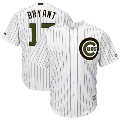 Men's Chicago Cubs #17 Kris Bryant White 2018 Memorial Day Cool Base Stitched MLB Jersey