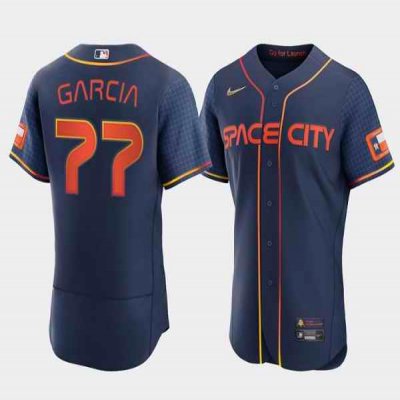 Men's Houston Astros #77 Luis Garcia 2022 Navy City Connect Flex Base Stitched Baseball Jersey