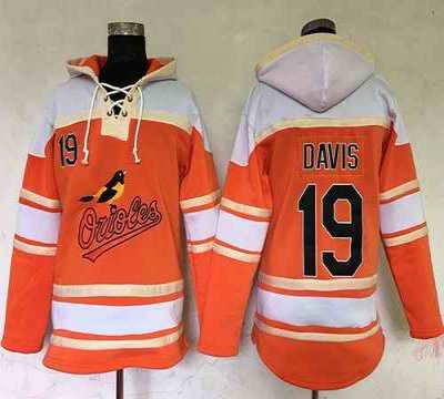 Orioles #19 Chris Davis Orange Sawyer Hooded Sweatshirt MLB Hoodie