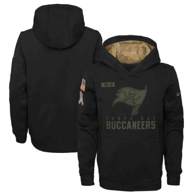 Youth Tampa Bay Buccaneers 2020 Black Salute to Service Sideline Performance Pullover Hoodie