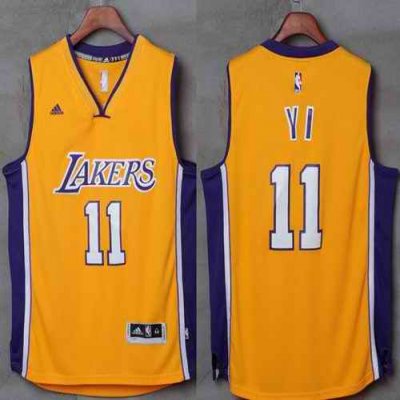 Lakers #11 Yi Jianlian Gold Stitched NBA Jersey