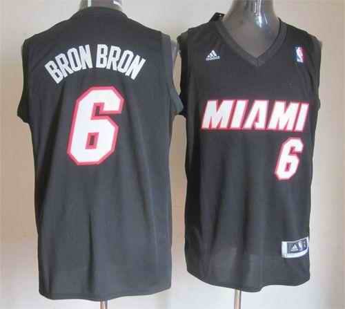 Heat #6 LeBron James Stitched Black Bron Bron Fashion NBA Jersey