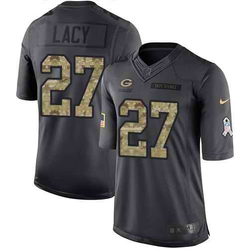 Nike Packers #27 Eddie Lacy Black Youth Stitched NFL Limited 2016 Salute to Service Jersey