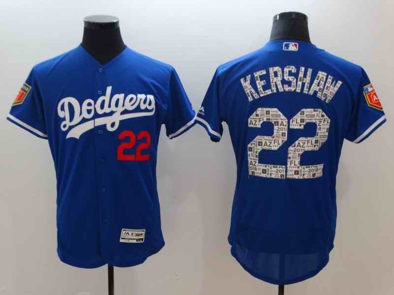 Men's Los Angeles Dodgers #22 Clayton Kershaw Royal 2018 Spring Training Flexbase Stitched MLB Jersey