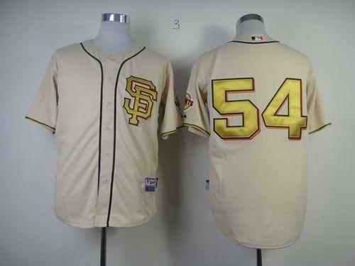 Giants #54 Sergio Romo Cream Gold No. Stitched MLB Jersey