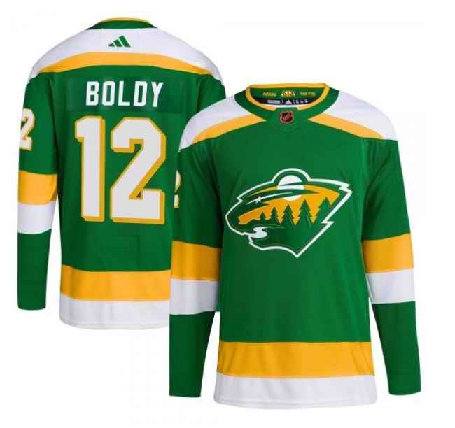 Men's Minnesota Wild #12 Matt Boldy Green 2022-23 Reverse Retro Stitched Jersey