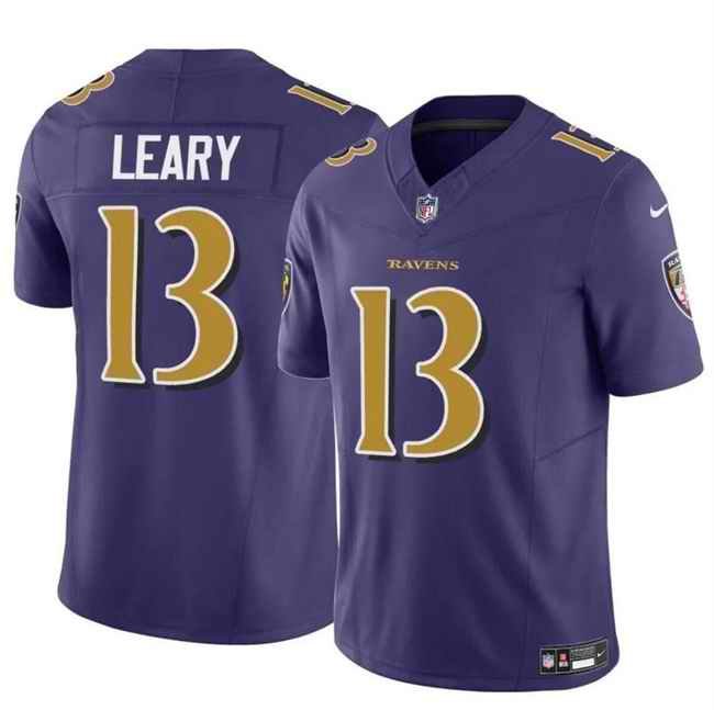 Men's Baltimore Ravens #13 Devin Leary Purple 2023 F.U.S.E Vapor Limited Football Jersey